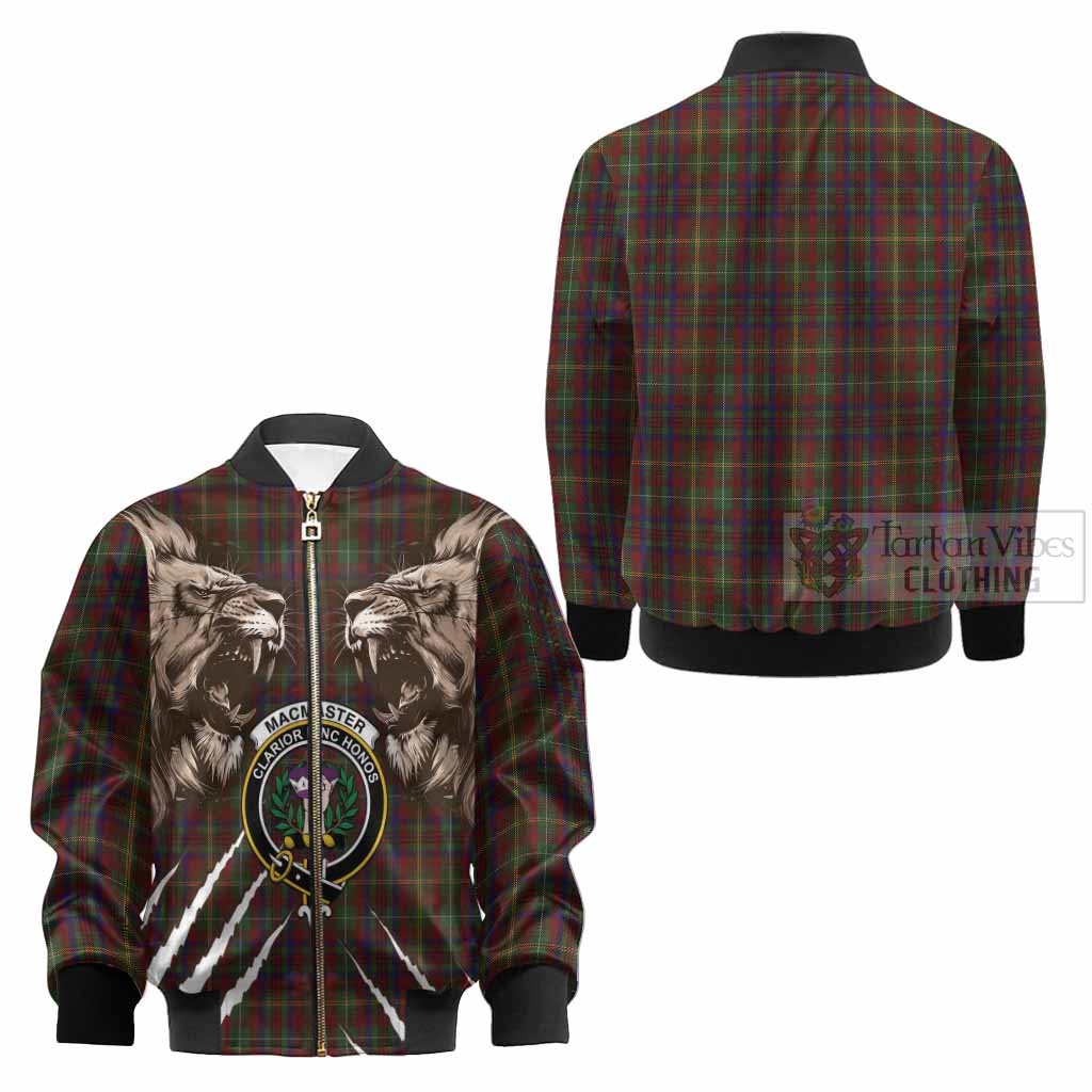 MacMaster (McMaster) Tartan Crest Kid Bomber Jacket Ferocious Lion Style - Tartan Vibes Clothing