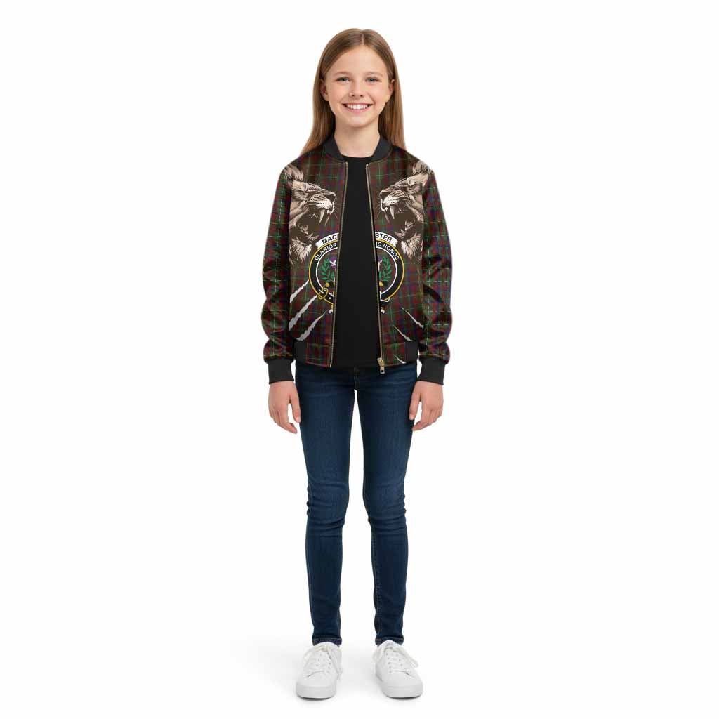 MacMaster (McMaster) Tartan Crest Kid Bomber Jacket Ferocious Lion Style - Tartan Vibes Clothing