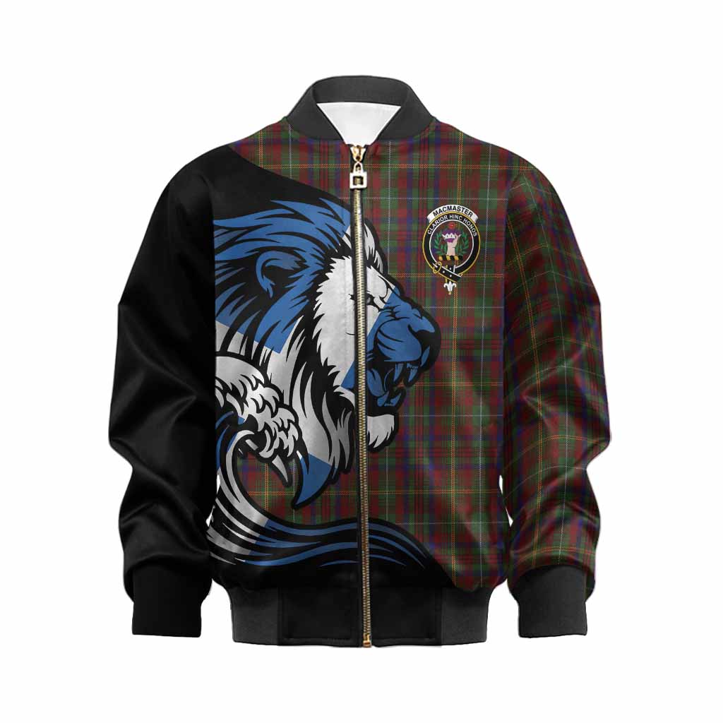 MacMaster (McMaster) Tartan Crest Kid Bomber Jacket Scottish Golden Lions Wave Flow Kid XS - Tartan Vibes Clothing