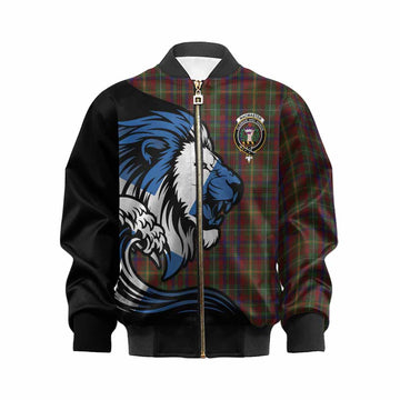 MacMaster (McMaster) Tartan Crest Kid Bomber Jacket Scottish Golden Lions Wave Flow