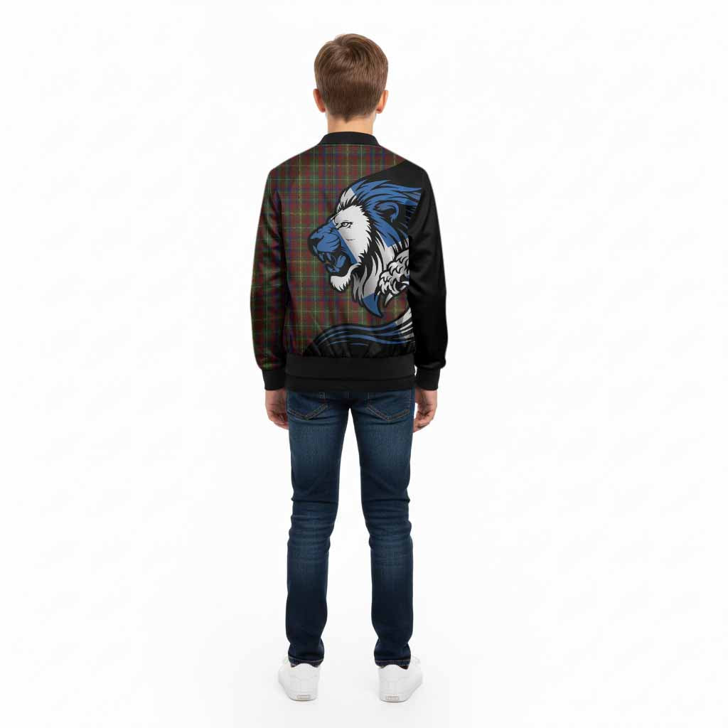 MacMaster (McMaster) Tartan Crest Kid Bomber Jacket Scottish Golden Lions Wave Flow - Tartan Vibes Clothing