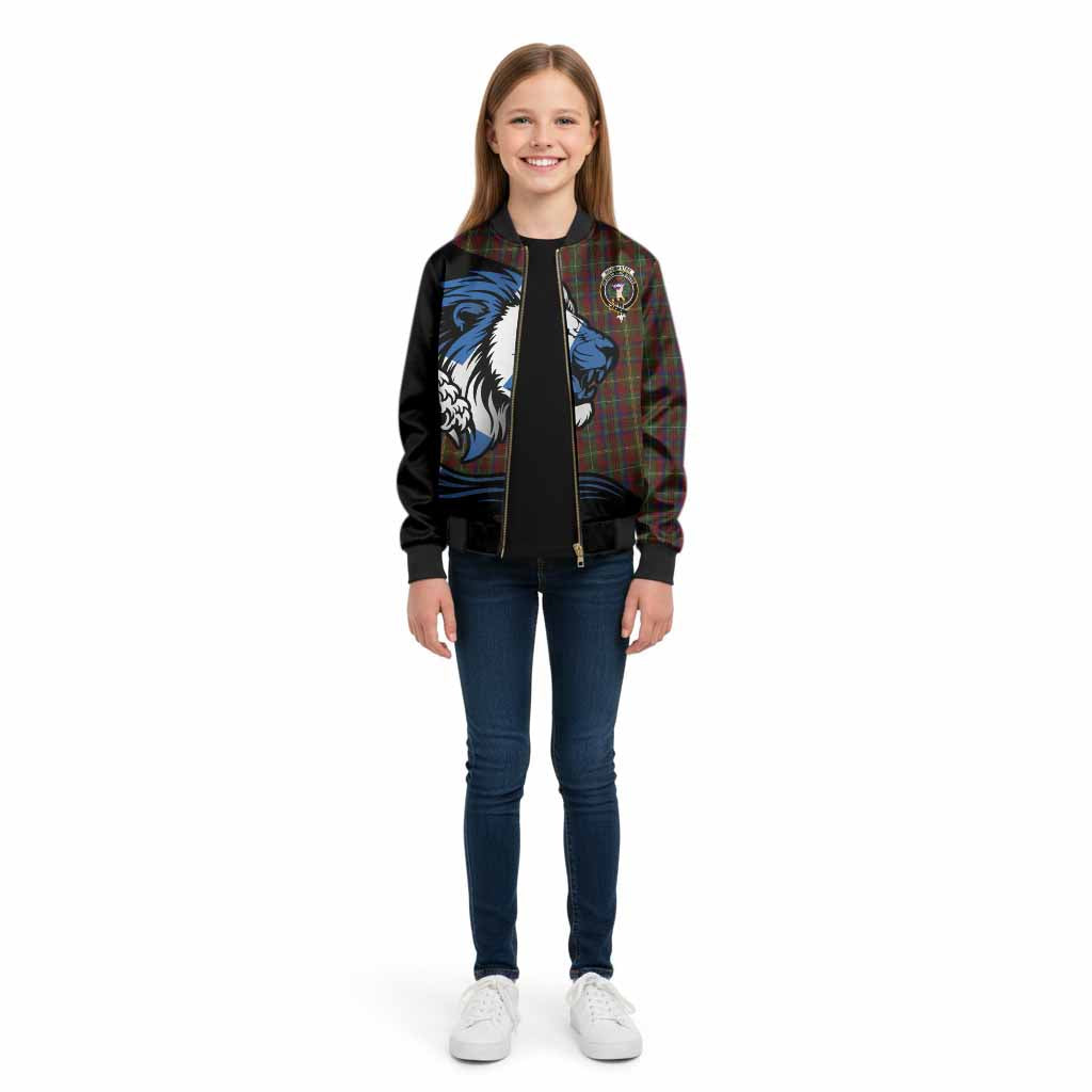MacMaster (McMaster) Tartan Crest Kid Bomber Jacket Scottish Golden Lions Wave Flow - Tartan Vibes Clothing