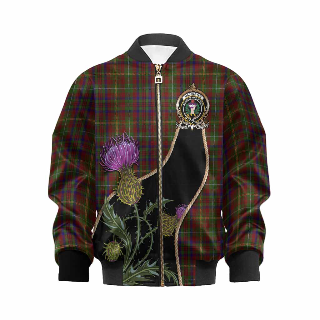 MacMaster (McMaster) Tartan Crest Kid Bomber Jacket Scottish Thistle Spirit Kid XS - Tartan Vibes Clothing