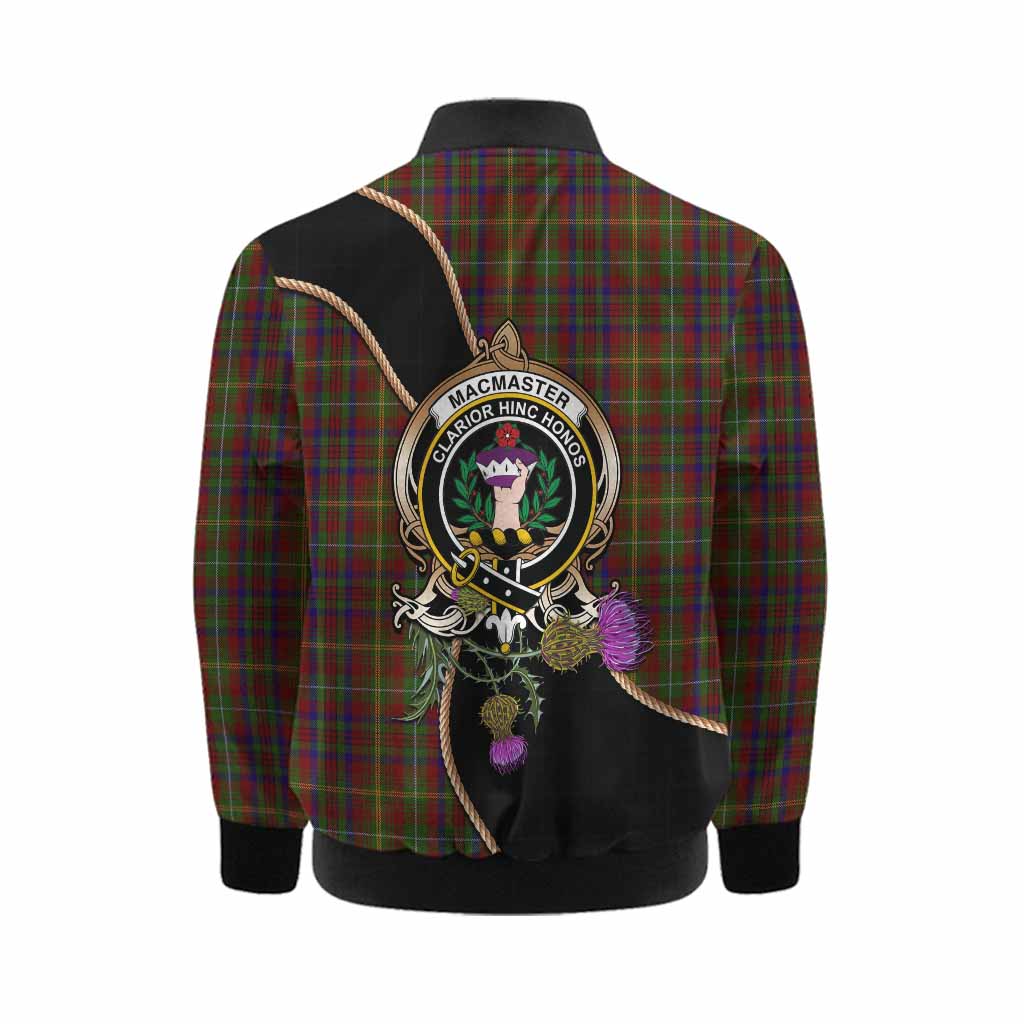 MacMaster (McMaster) Tartan Crest Kid Bomber Jacket Scottish Thistle Spirit Kid - Tartan Vibes Clothing