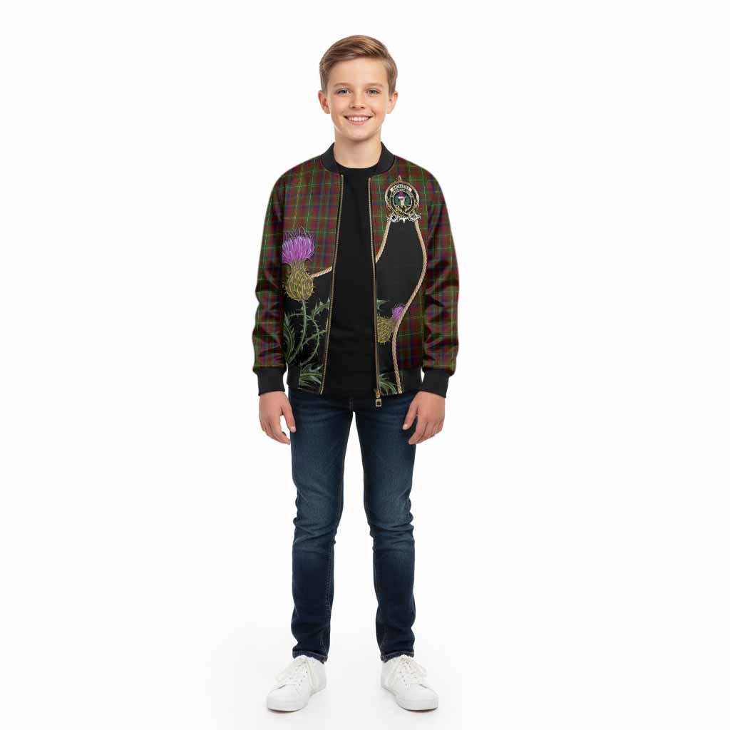 MacMaster (McMaster) Tartan Crest Kid Bomber Jacket Scottish Thistle Spirit - Tartan Vibes Clothing