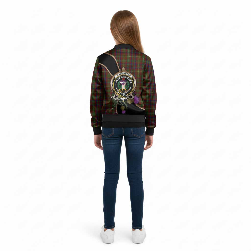 MacMaster (McMaster) Tartan Crest Kid Bomber Jacket Scottish Thistle Spirit - Tartan Vibes Clothing