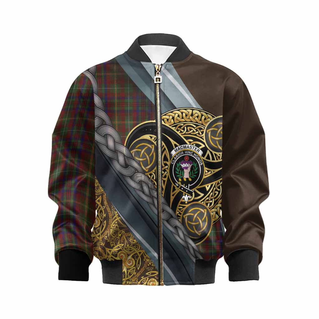 MacMaster (McMaster) Tartan Crest Kid Bomber Jacket Scottish Triskele Celtic Kid XS - Tartan Vibes Clothing
