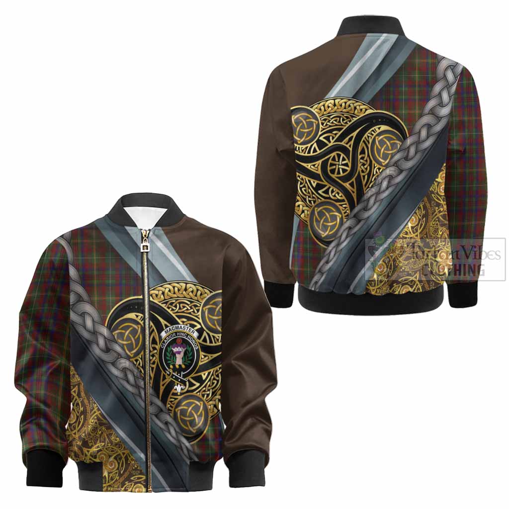 MacMaster (McMaster) Tartan Crest Kid Bomber Jacket Scottish Triskele Celtic - Tartan Vibes Clothing
