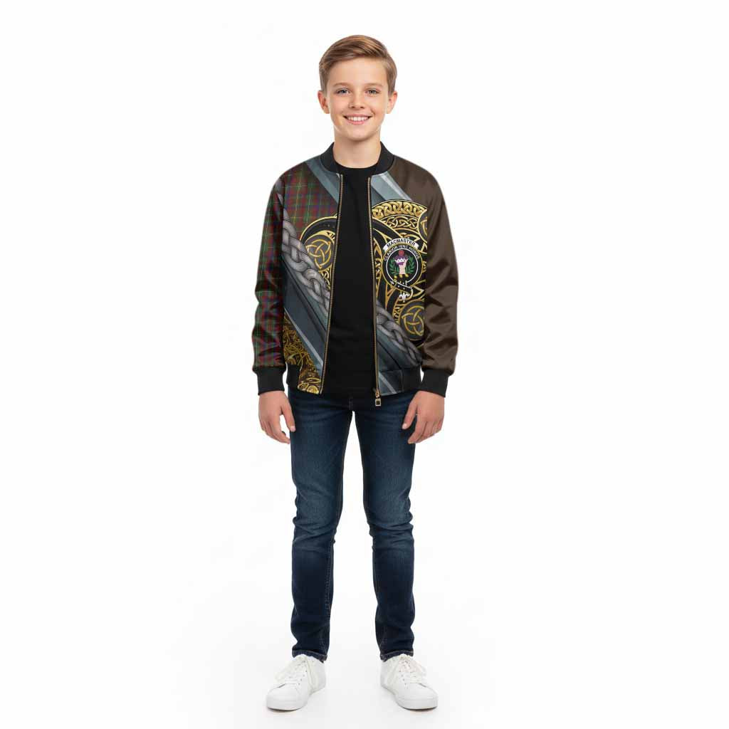 MacMaster (McMaster) Tartan Crest Kid Bomber Jacket Scottish Triskele Celtic - Tartan Vibes Clothing