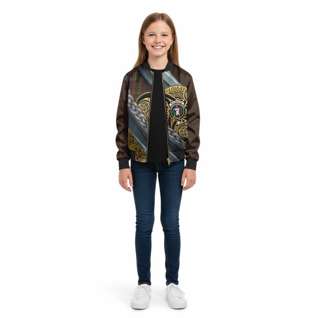 MacMaster (McMaster) Tartan Crest Kid Bomber Jacket Scottish Triskele Celtic - Tartan Vibes Clothing