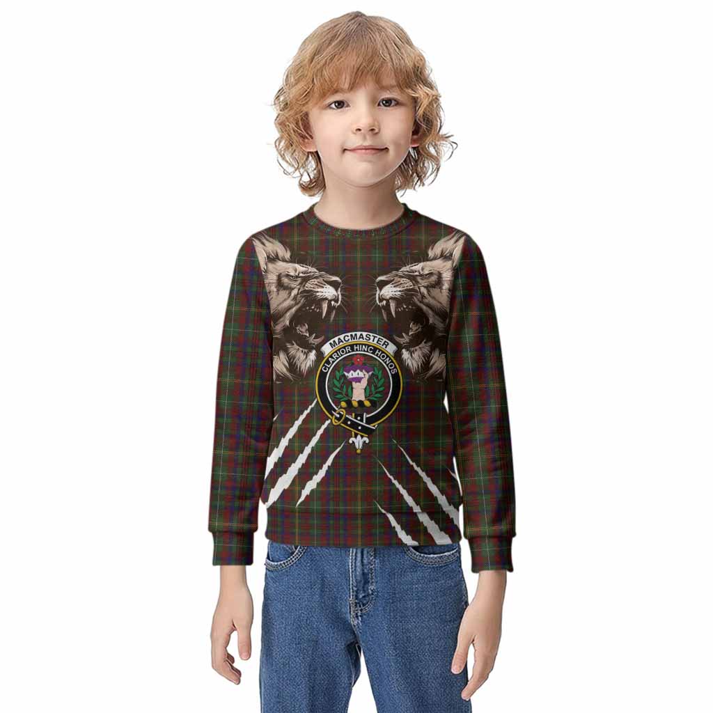 MacMaster (McMaster) Tartan Crest Kid Knitted Sweatshirt Ferocious Lion Style