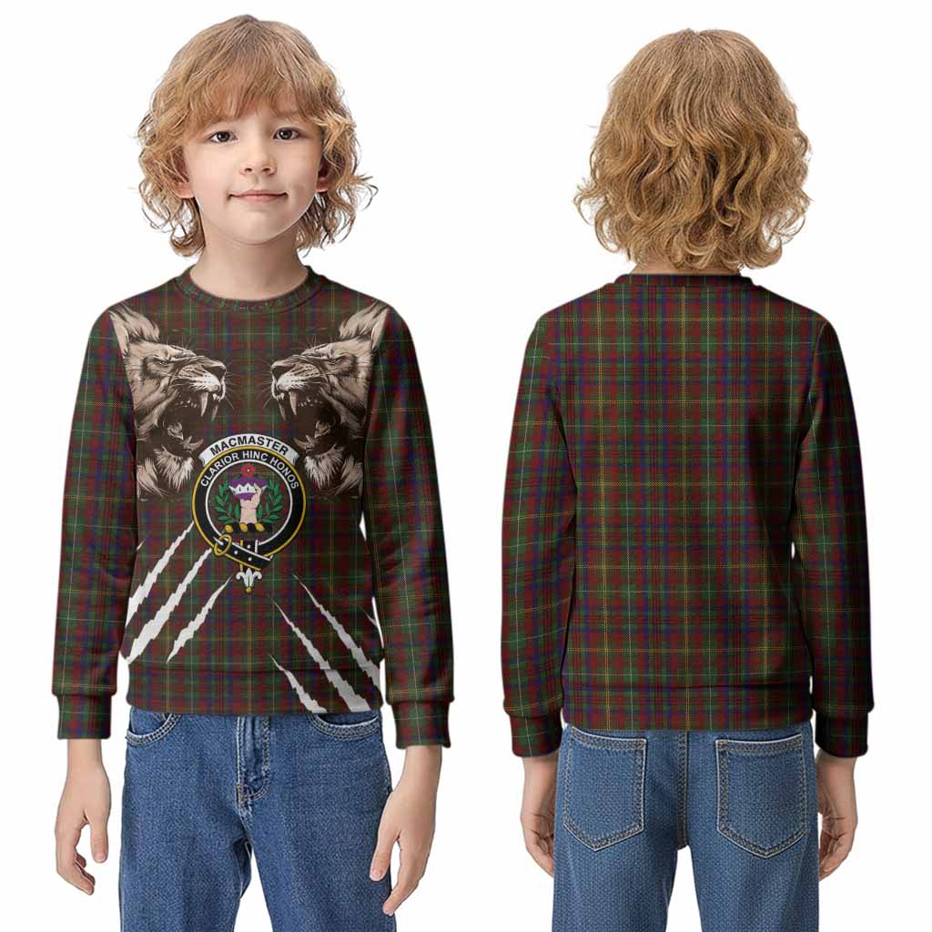 MacMaster (McMaster) Tartan Crest Kid Knitted Sweatshirt Ferocious Lion Style