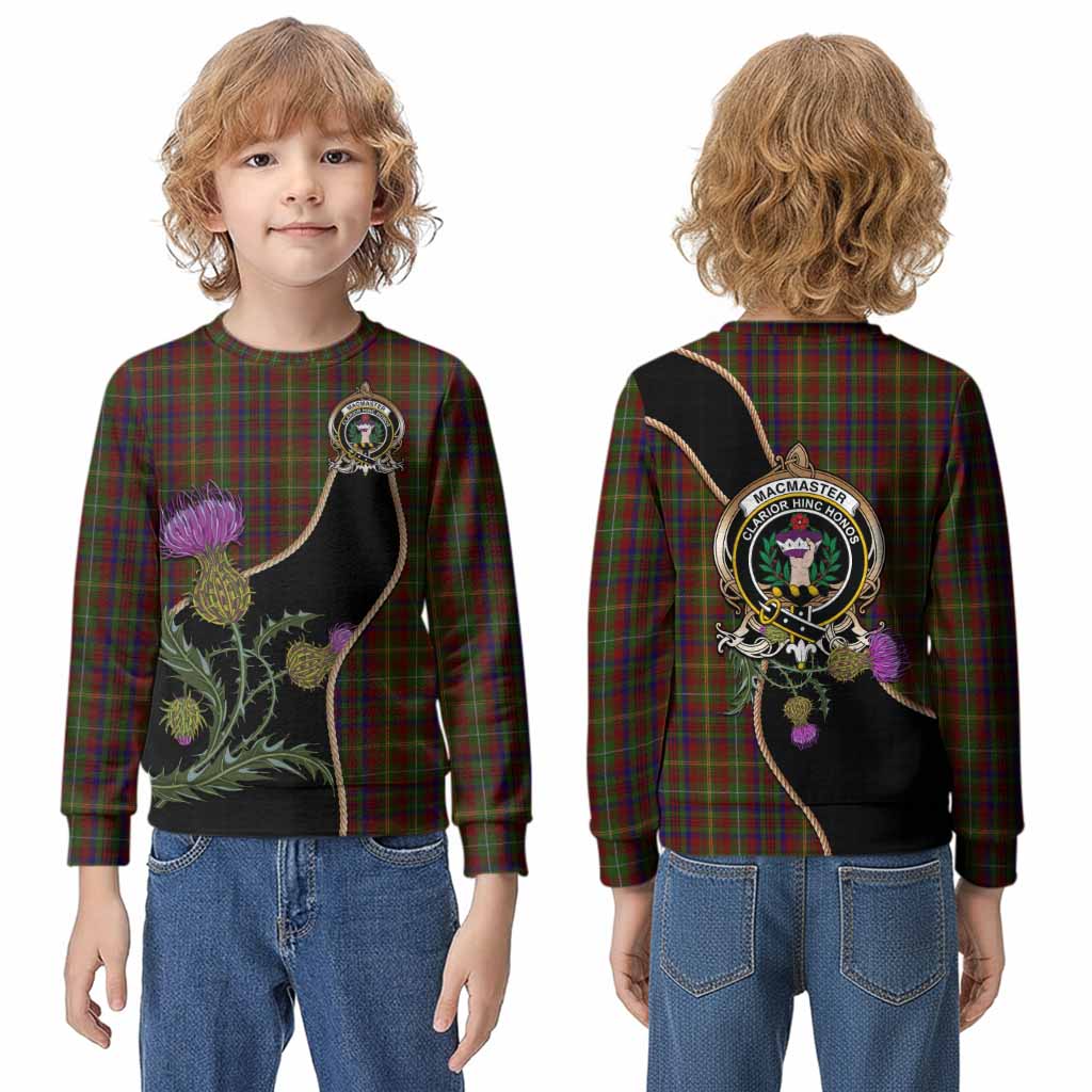 MacMaster (McMaster) Tartan Crest Kid Knitted Sweatshirt Scottish Thistle Spirit - Tartan Vibes Clothing