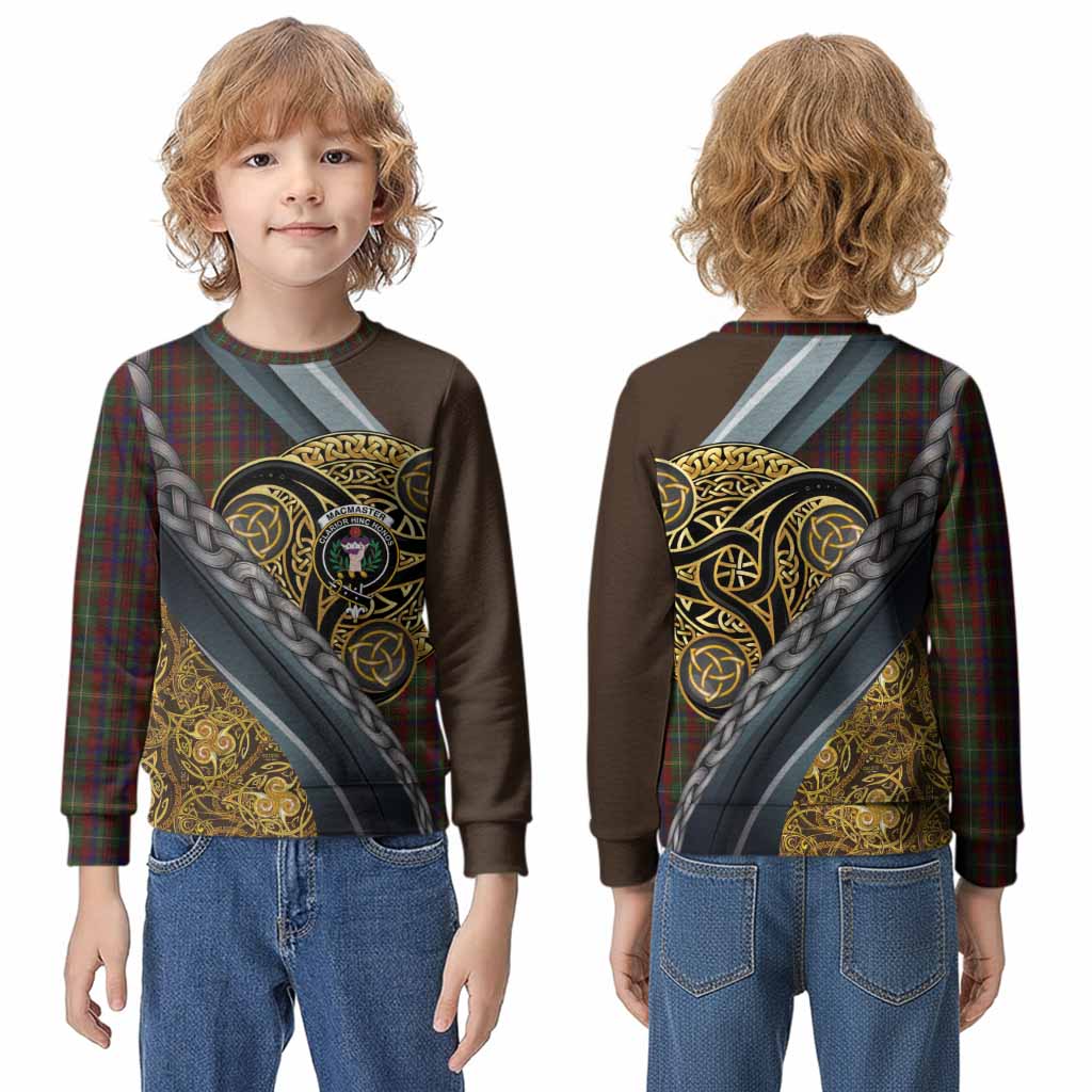 MacMaster (McMaster) Tartan Crest Kid Knitted Sweatshirt Scottish Triskele Celtic