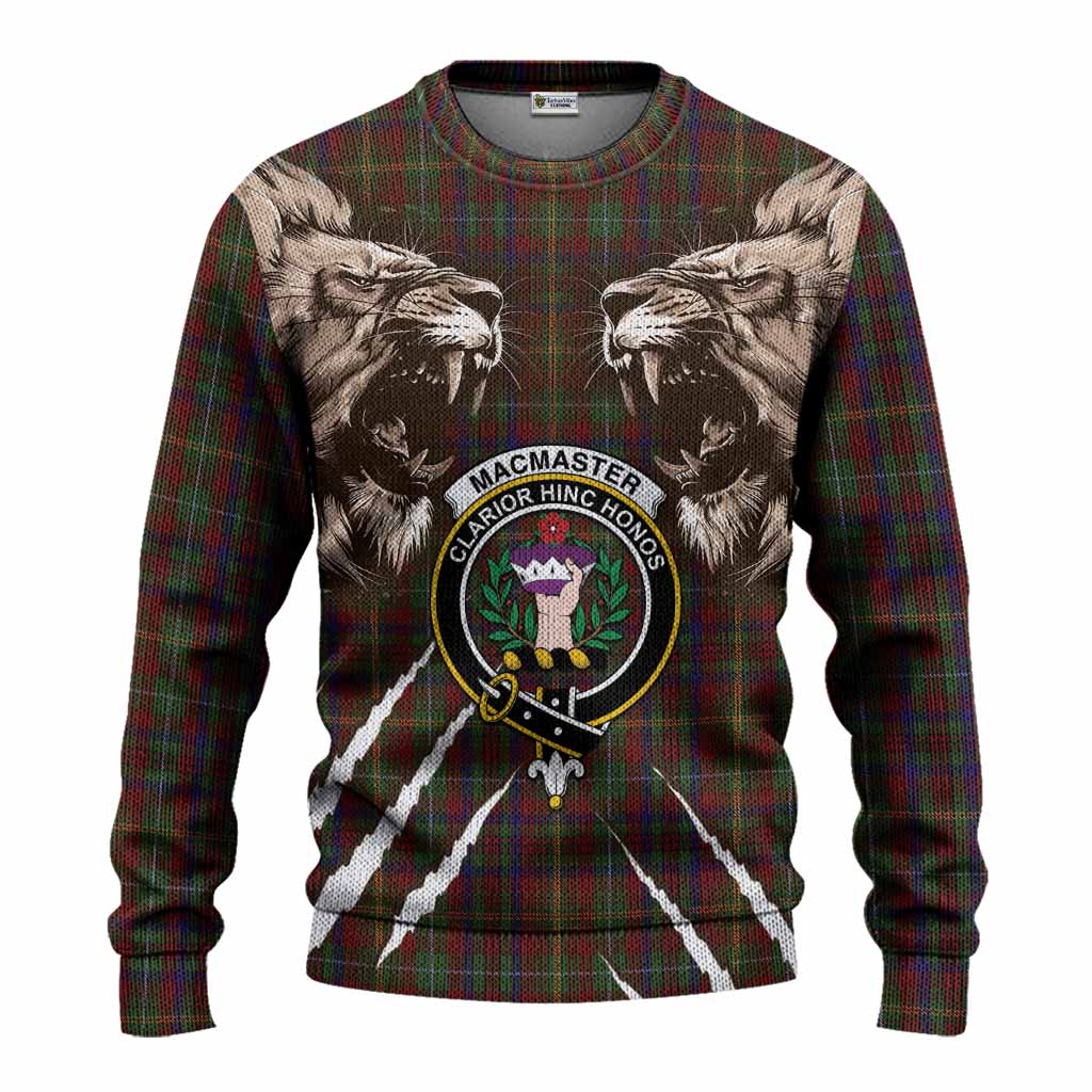 MacMaster (McMaster) Tartan Crest Knitted Sweater Ferocious Lion Style