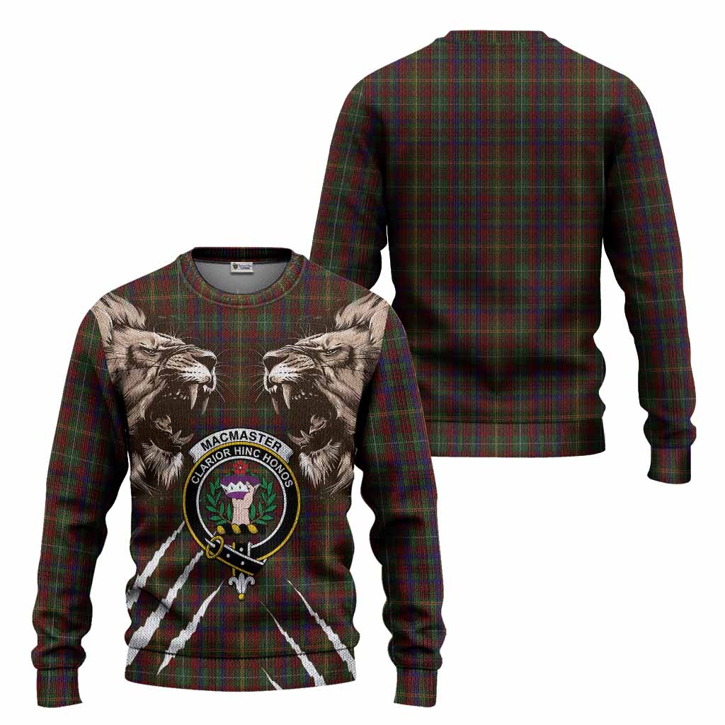 MacMaster (McMaster) Tartan Crest Knitted Sweater Ferocious Lion Style