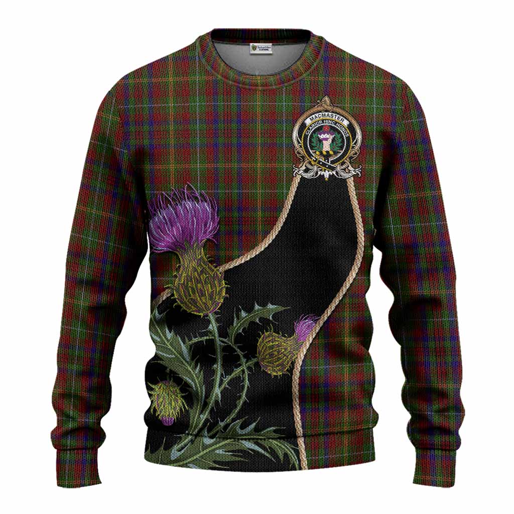 MacMaster (McMaster) Tartan Crest Knitted Sweater Scottish Thistle Spirit Unisex - Tartan Vibes Clothing