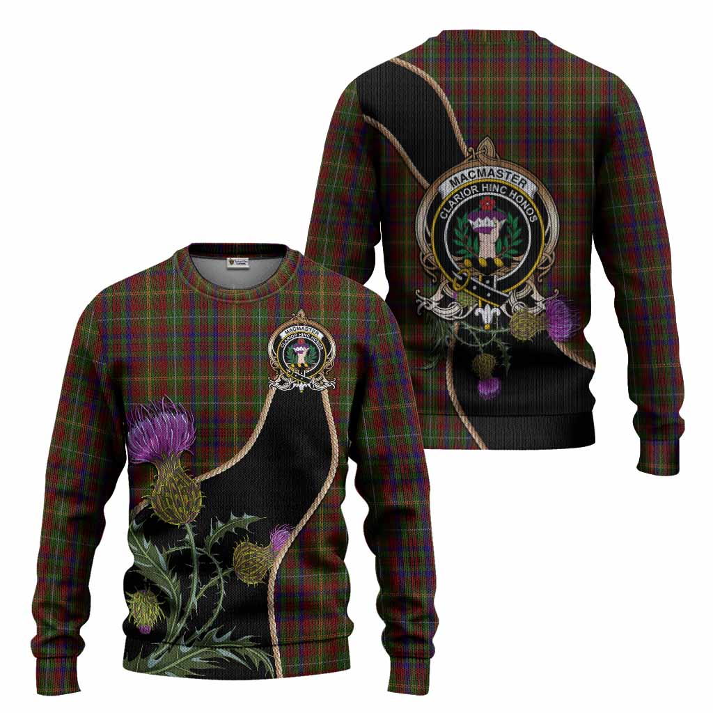 MacMaster (McMaster) Tartan Crest Knitted Sweater Scottish Thistle Spirit - Tartan Vibes Clothing