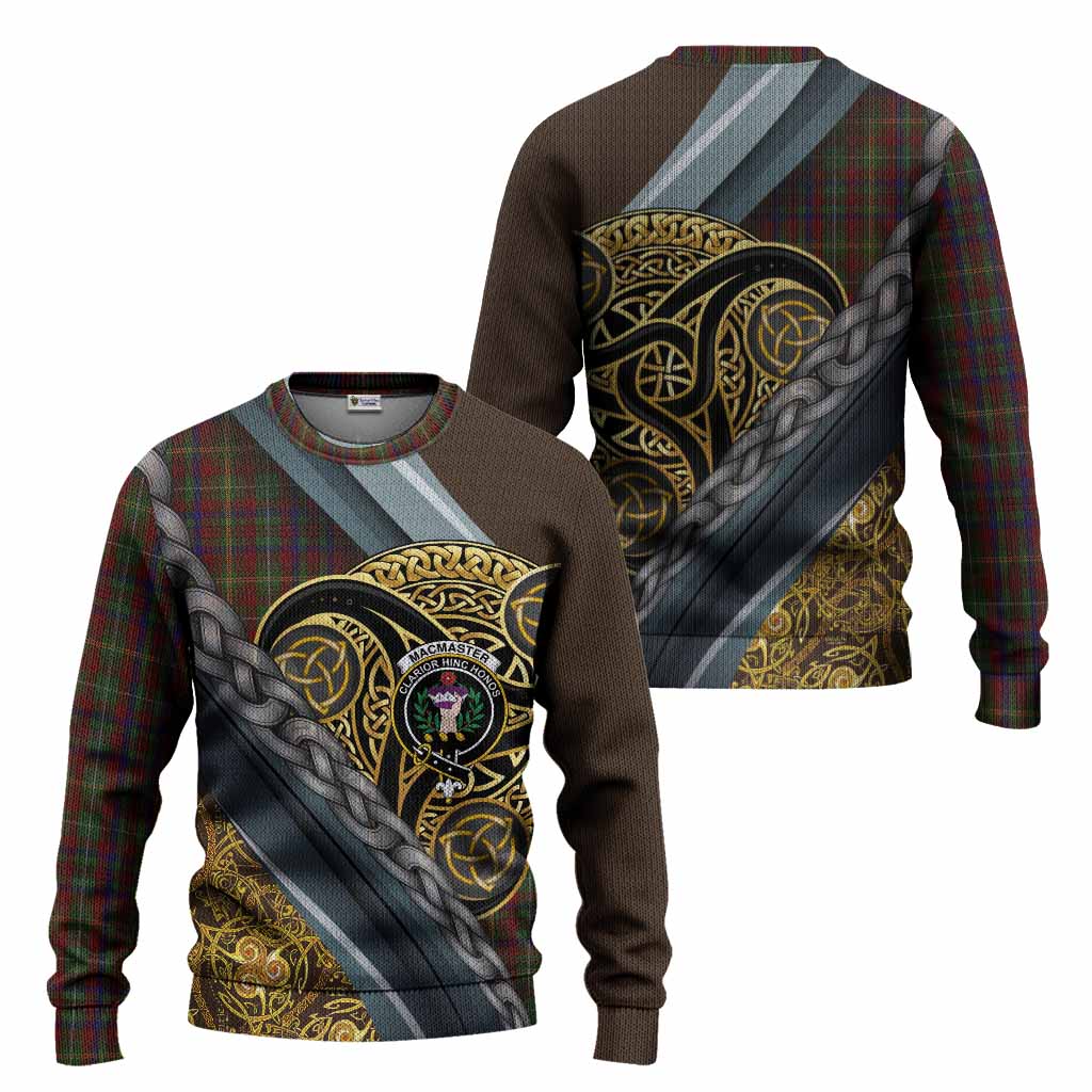 MacMaster (McMaster) Tartan Crest Knitted Sweater Scottish Triskele Celtic