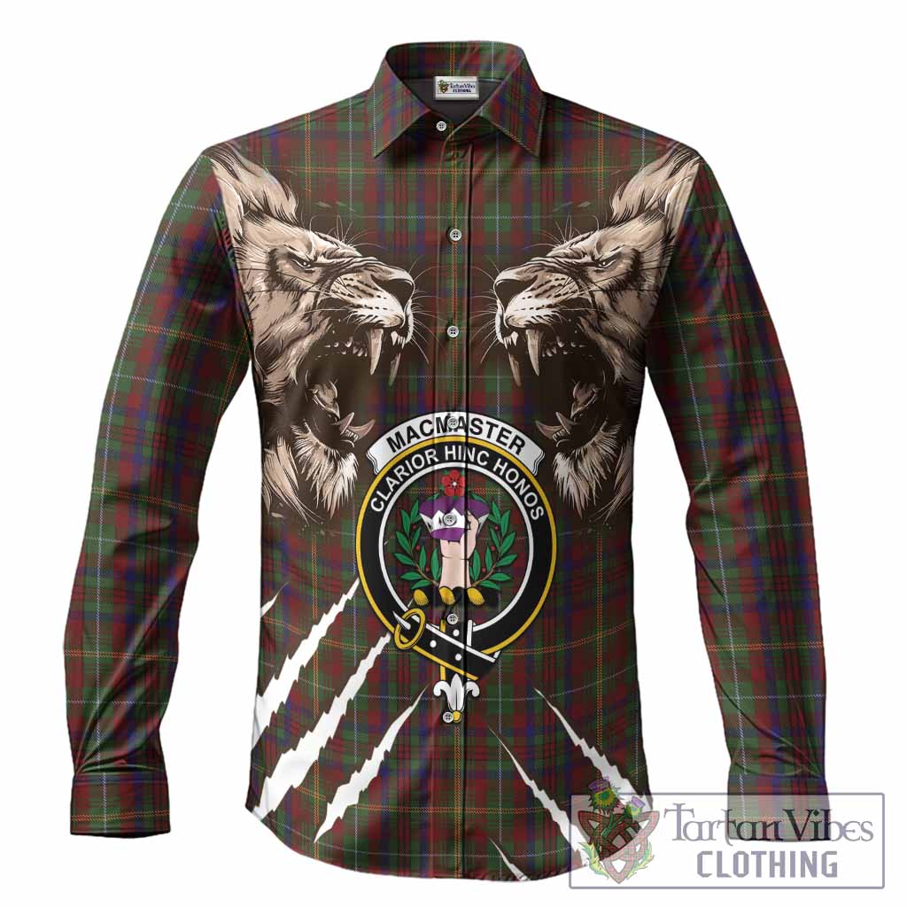 MacMaster (McMaster) Tartan Crest Long Sleeve Button Shirts Ferocious Lion Style