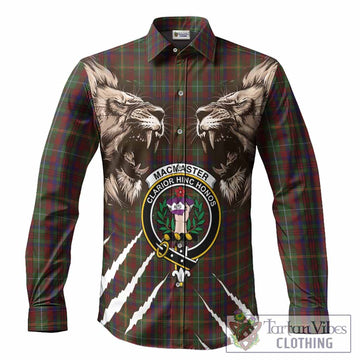 MacMaster (McMaster) Tartan Crest Long Sleeve Button Shirts Ferocious Lion Style
