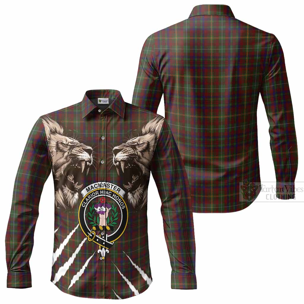 MacMaster (McMaster) Tartan Crest Long Sleeve Button Shirts Ferocious Lion Style