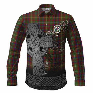 MacMaster (McMaster) Tartan Crest Long Sleeve Button Shirts Grunge Celtic Cross Scottish Thistle