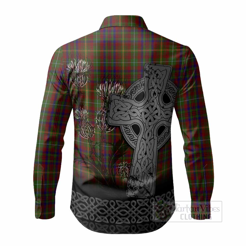 MacMaster (McMaster) Tartan Crest Long Sleeve Button Shirts Grunge Celtic Cross Scottish Thistle