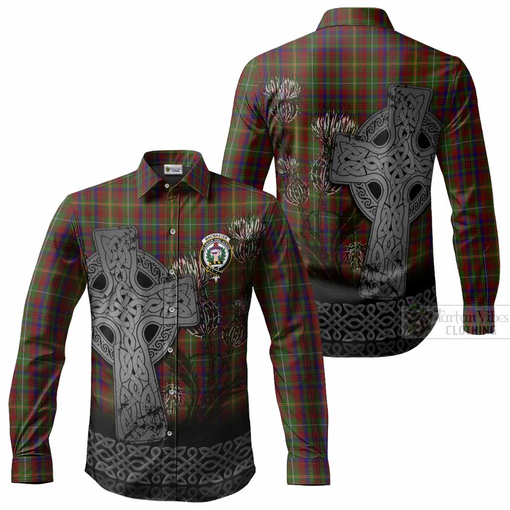 MacMaster (McMaster) Tartan Crest Long Sleeve Button Shirts Grunge Celtic Cross Scottish Thistle