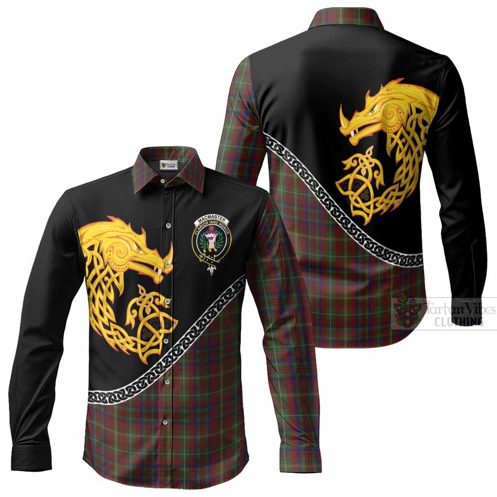 MacMaster (McMaster) Tartan Crest Long Sleeve Button Shirts Legendary Dragon Knot Half Style