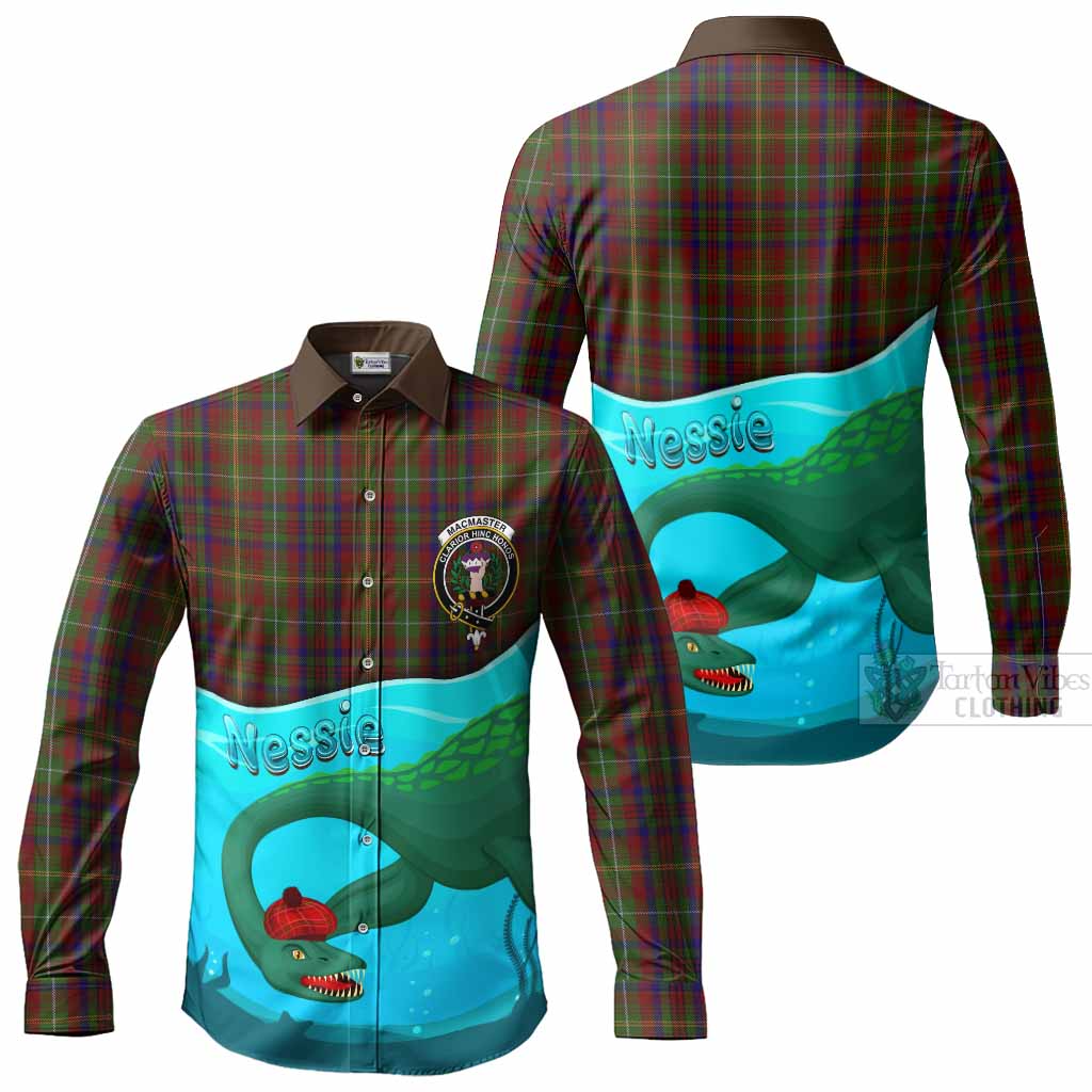 MacMaster (McMaster) Tartan Crest Long Sleeve Button Shirts Nessie Under Water Men's Shirt - Tartan Vibes Clothing