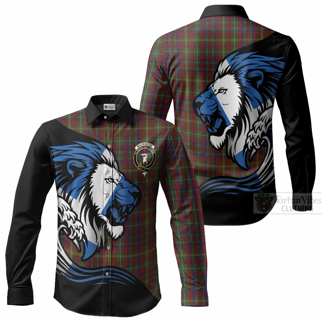 MacMaster (McMaster) Tartan Crest Long Sleeve Button Shirts Scottish Golden Lions Wave Flow