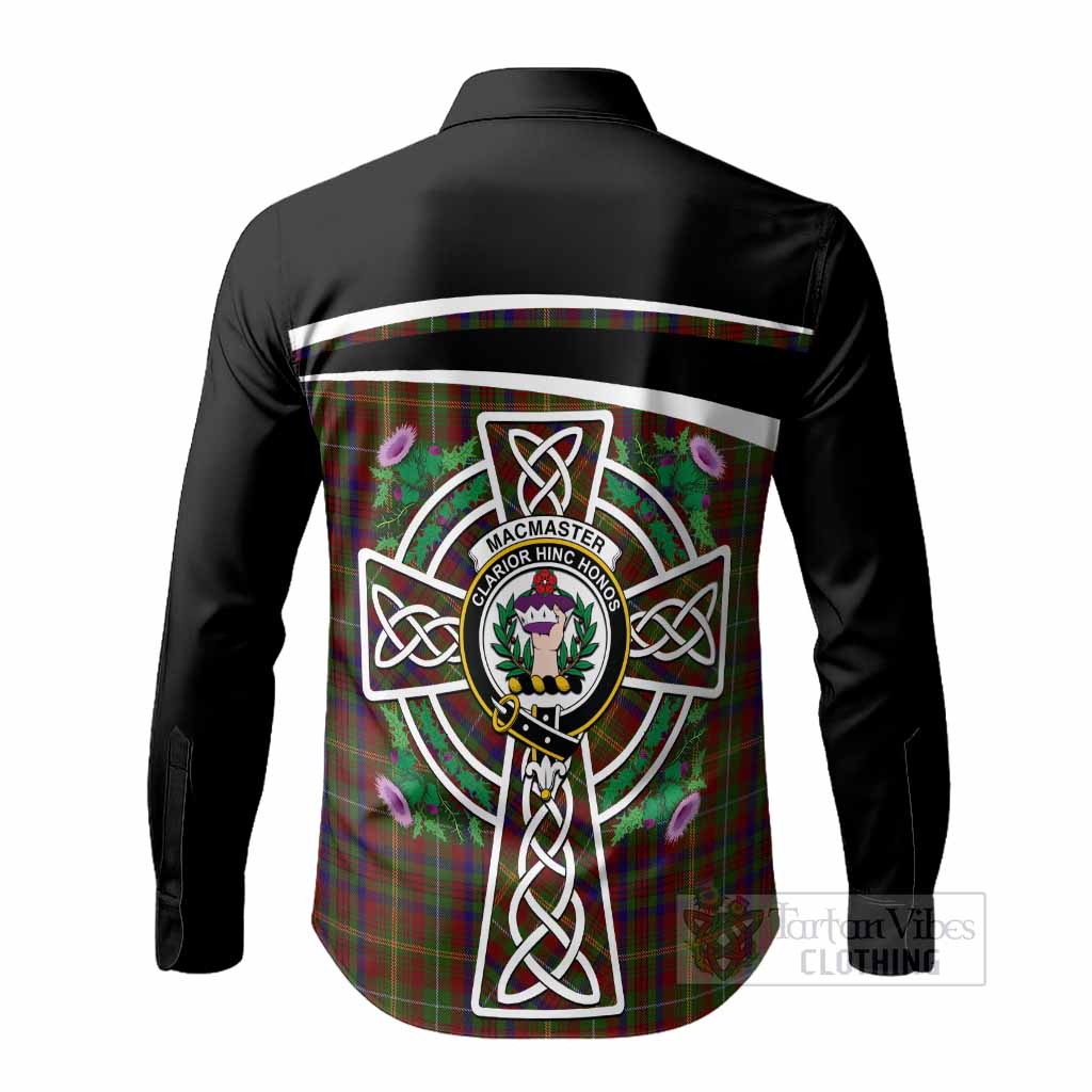 MacMaster (McMaster) Tartan Crest Long Sleeve Button Shirts Scottish Thistle Celtic Cross Alba Gu Brath