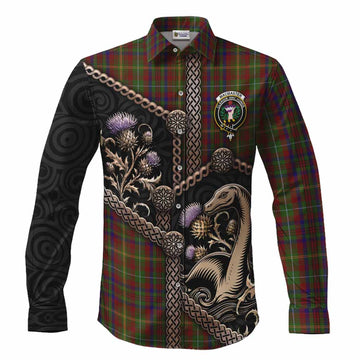 MacMaster (McMaster) Tartan Crest Long Sleeve Button Shirts Scottish Thistle Loch Ness Monster