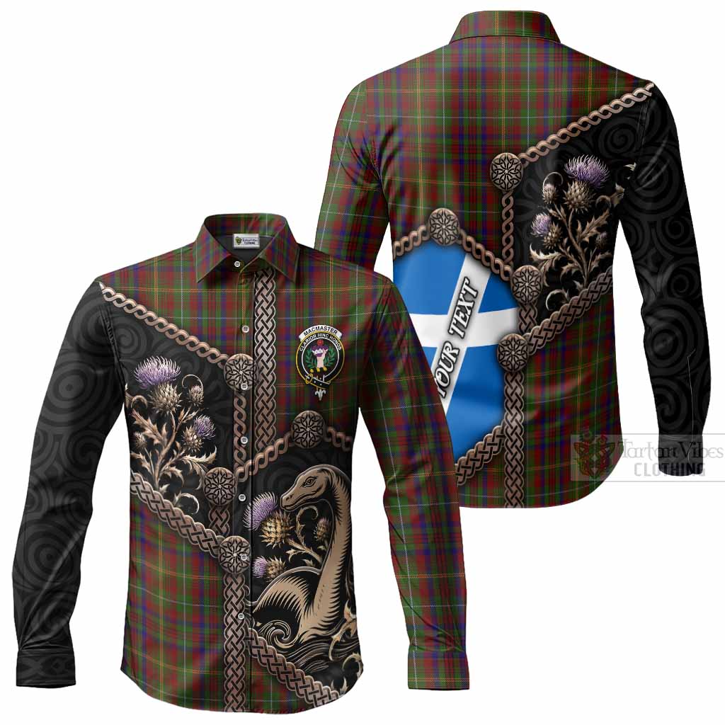 MacMaster (McMaster) Tartan Crest Long Sleeve Button Shirts Scottish Thistle Loch Ness Monster Men's Shirt - Tartan Vibes Clothing