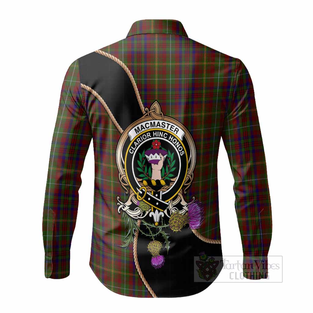 MacMaster (McMaster) Tartan Crest Long Sleeve Button Shirts Scottish Thistle Spirit - Tartan Vibes Clothing