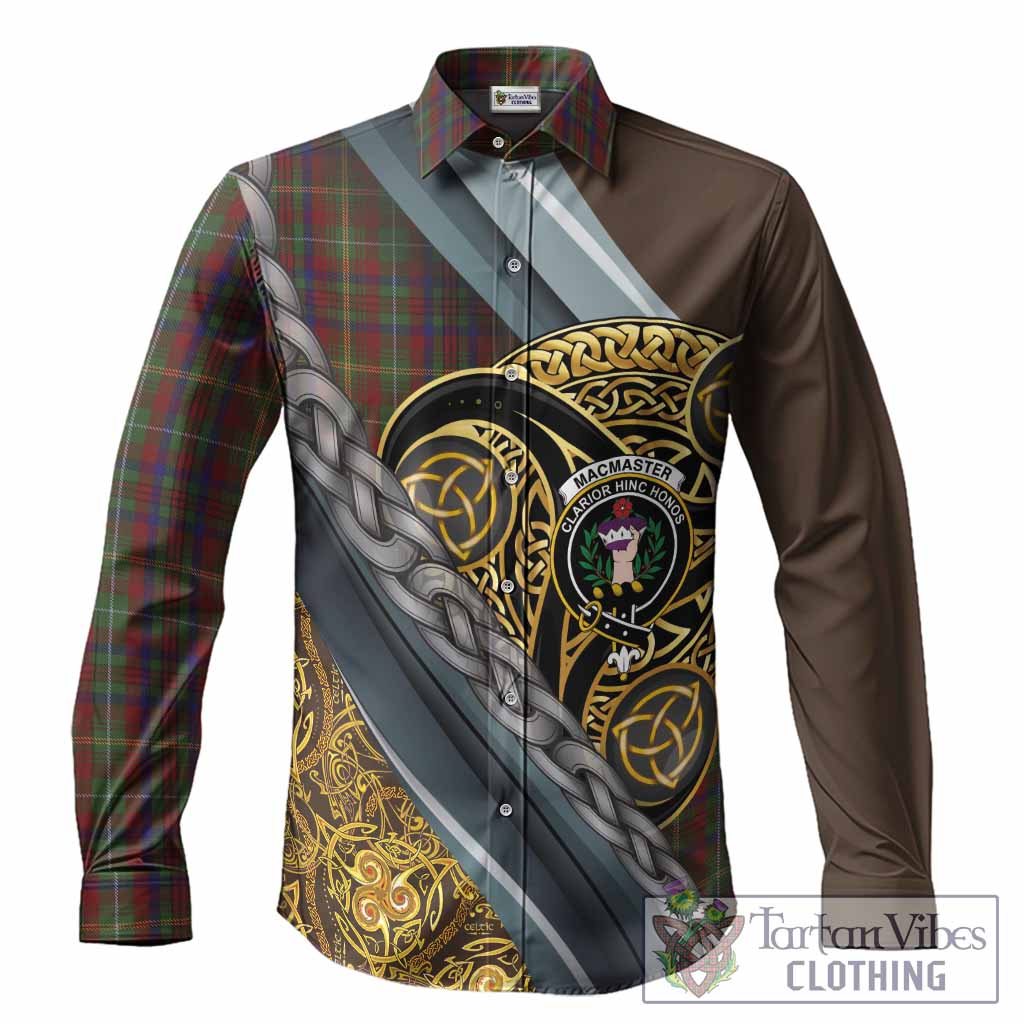 MacMaster (McMaster) Tartan Crest Long Sleeve Button Shirts Scottish Triskele Celtic