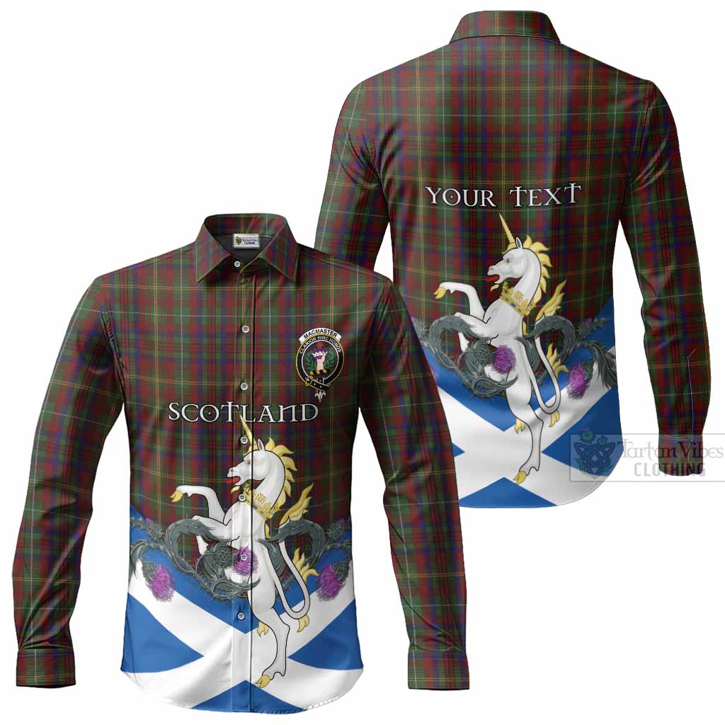 MacMaster (McMaster) Tartan Crest Long Sleeve Button Shirts Scottish Unicorn With Thistle