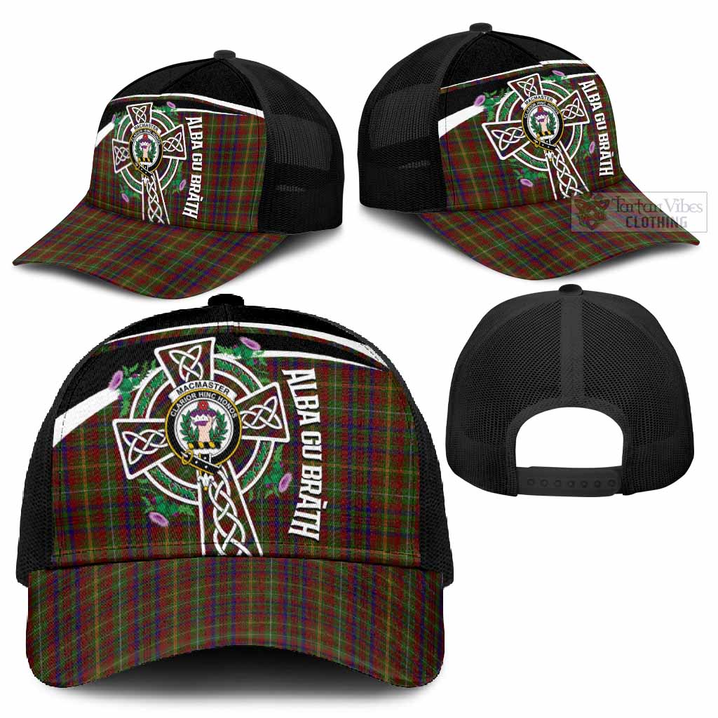 MacMaster (McMaster) Tartan Crest Mesh Trucker Cap Scottish Thistle Celtic Cross Alba Gu Brath - Tartan Vibes Clothing