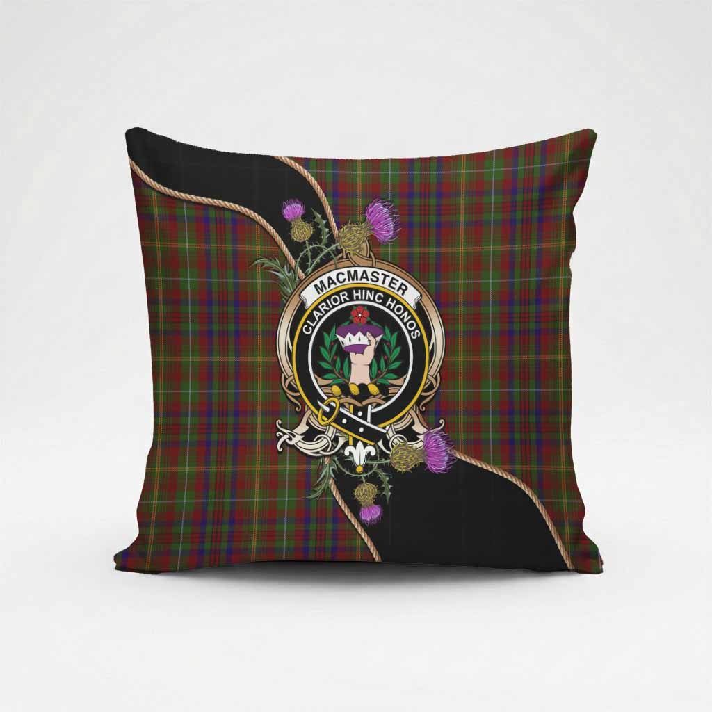MacMaster (McMaster) Tartan Crest Pillow Cover Scottish Thistle Spirit - Tartan Vibes Clothing