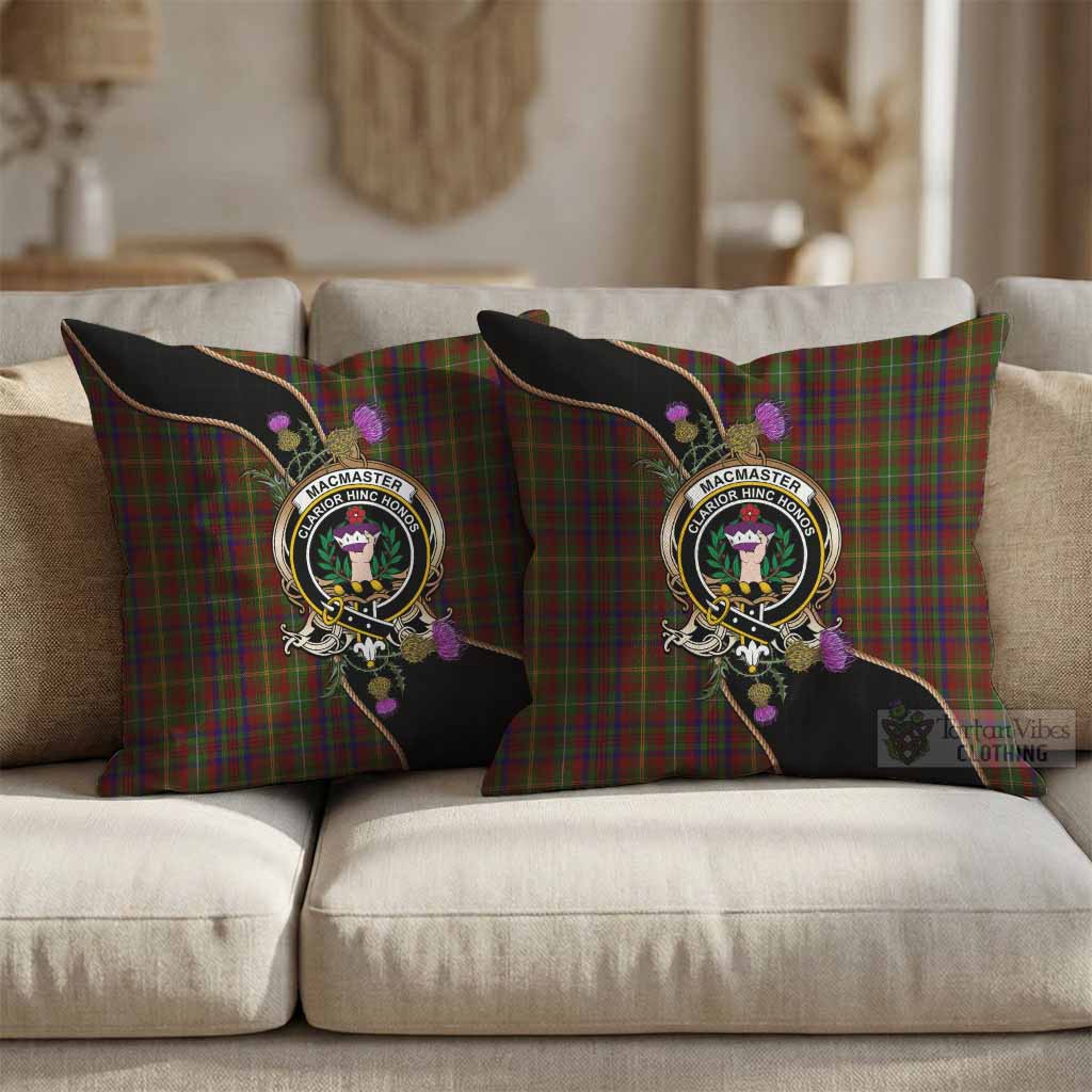 MacMaster (McMaster) Tartan Crest Pillow Cover Scottish Thistle Spirit - Tartan Vibes Clothing