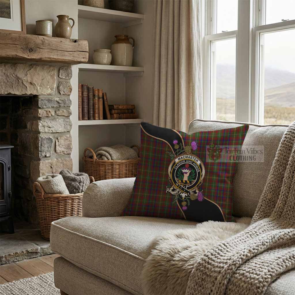 MacMaster (McMaster) Tartan Crest Pillow Cover Scottish Thistle Spirit - Tartan Vibes Clothing