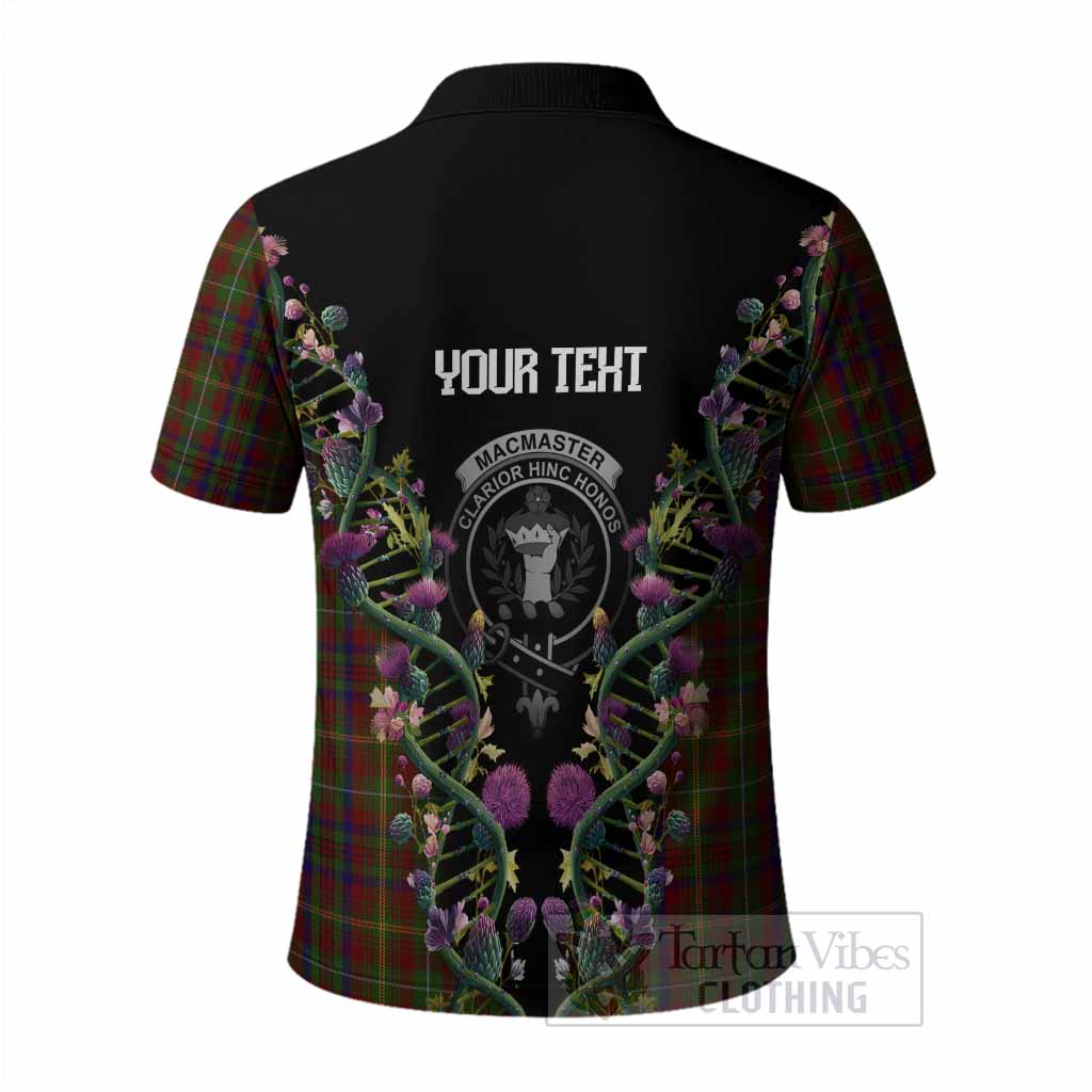 MacMaster (McMaster) Tartan Crest Polo Shirt Scottish Heritage Thistle DNA