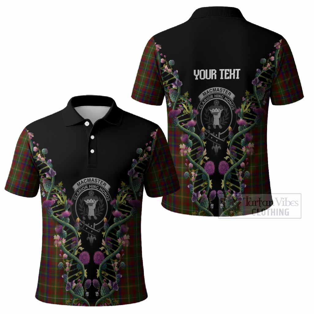 MacMaster (McMaster) Tartan Crest Polo Shirt Scottish Heritage Thistle DNA
