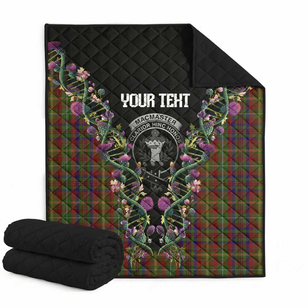 MacMaster (McMaster) Tartan Crest Premium Quilt Scottish Heritage Thistle DNA