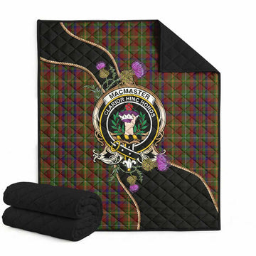 MacMaster (McMaster) Tartan Crest Premium Quilt Scottish Thistle Spirit