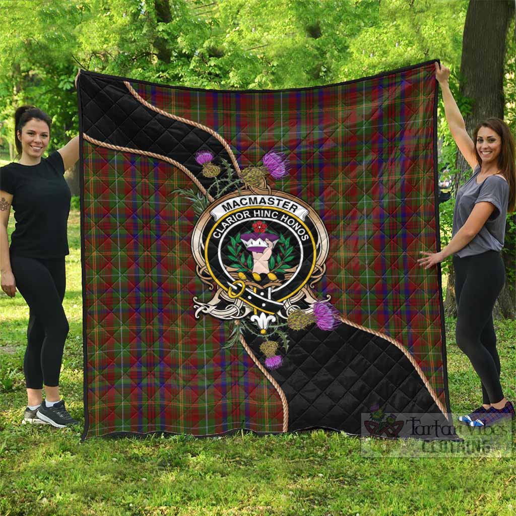 MacMaster (McMaster) Tartan Crest Premium Quilt Scottish Thistle Spirit - Tartan Vibes Clothing