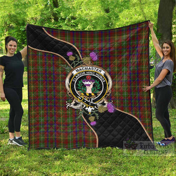 MacMaster (McMaster) Tartan Crest Premium Quilt Scottish Thistle Spirit