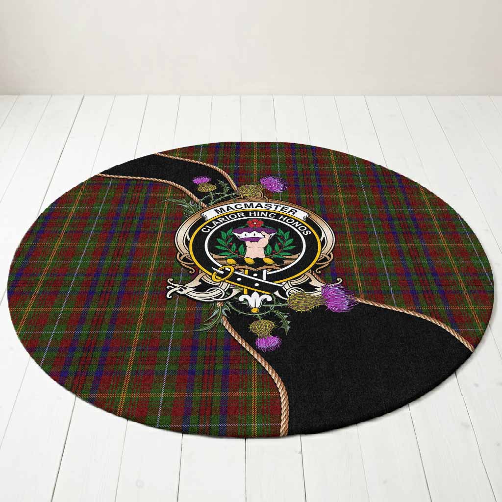 MacMaster (McMaster) Tartan Crest Round Rug Scottish Thistle Spirit S 23.6" (0.6m) - Tartan Vibes Clothing