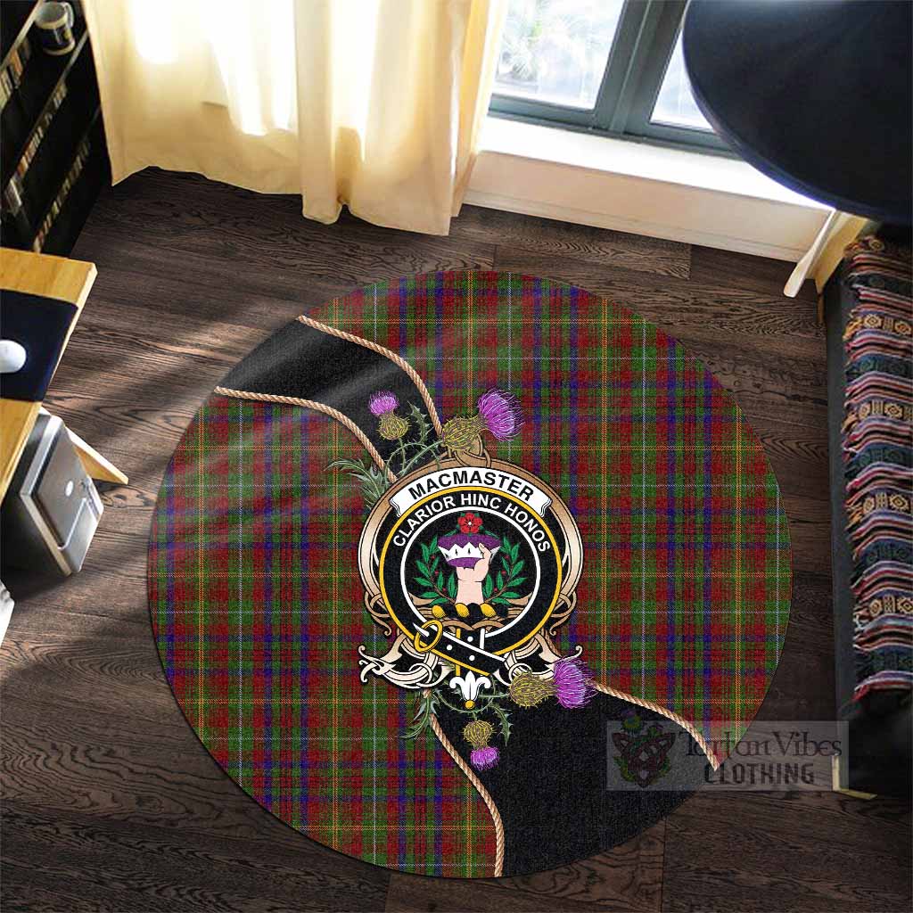 MacMaster (McMaster) Tartan Crest Round Rug Scottish Thistle Spirit M 31.5" (0.8m) - Tartan Vibes Clothing